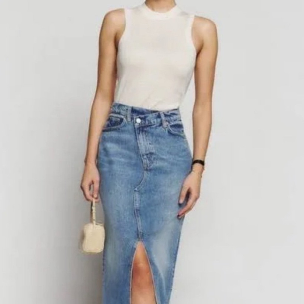 Reformation Denim midi skirt